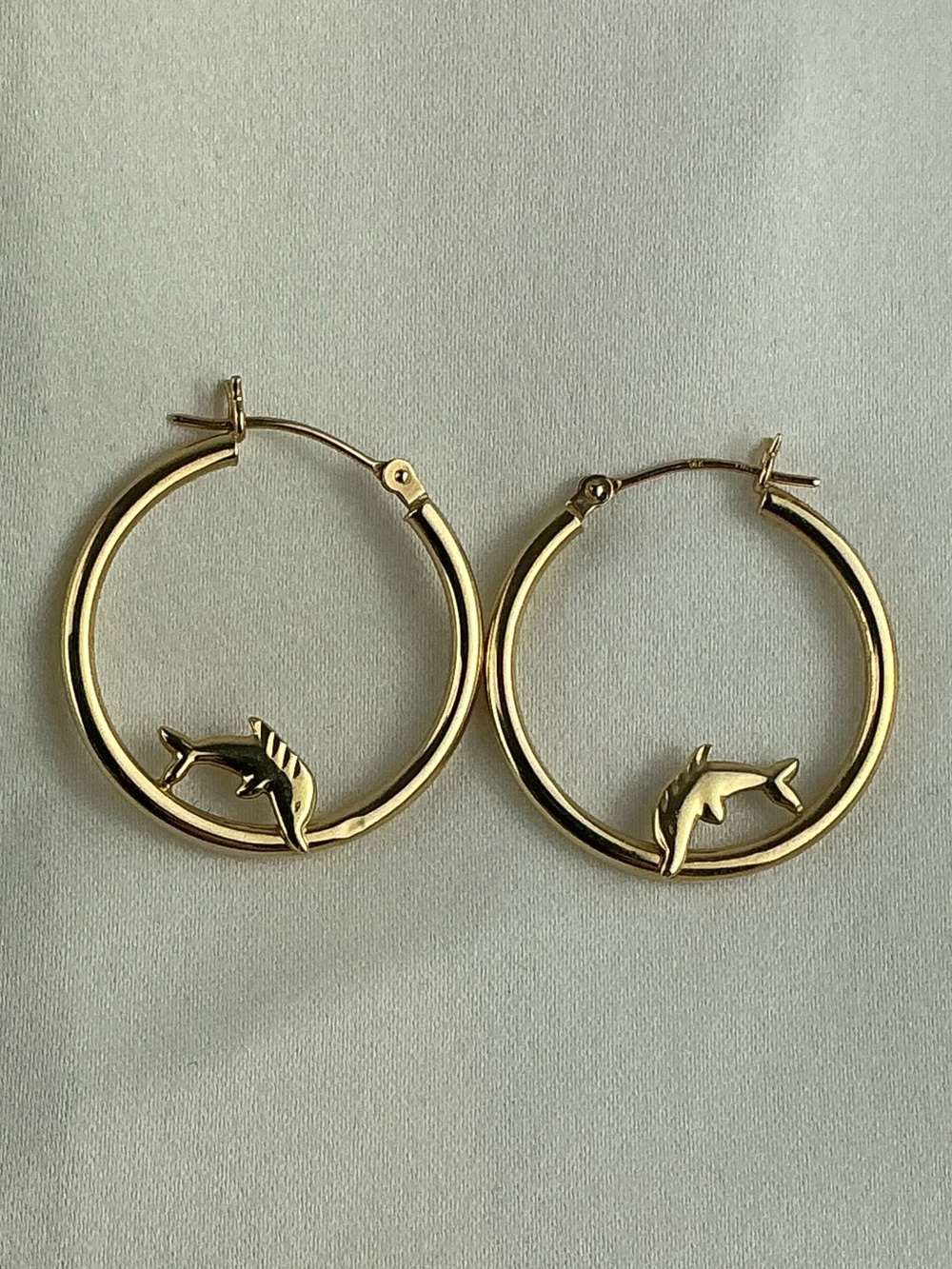 14K Dolphin Hoop Earrings